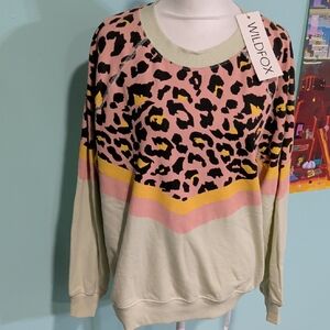 NWT Willdfox Leopard pattern Sweatshirt